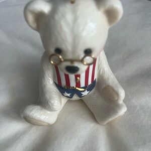 Lenox Patriotic Bear Figurine with Red, Blue, and Gold Details